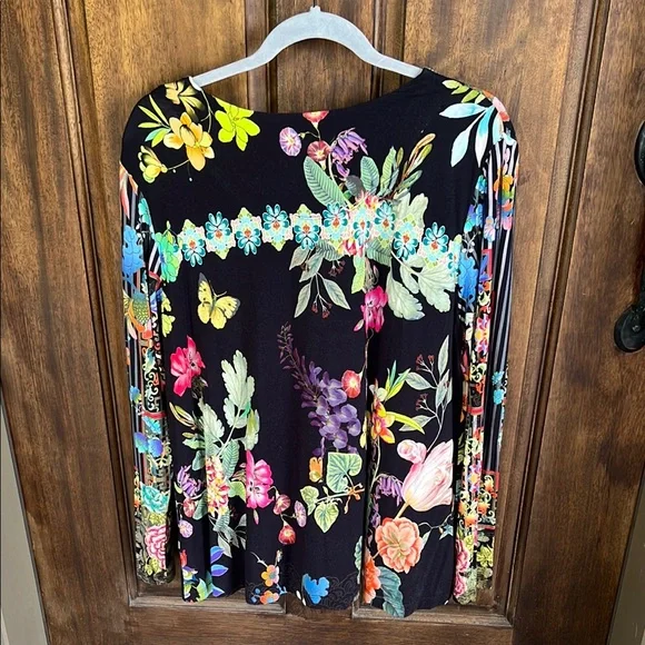 Johnny Was Pink and Yellow Graphic Blouse - Picture 4 of 4